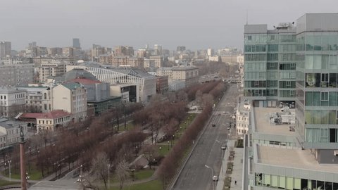 Aerial Drone View of Moscow City Boulevard