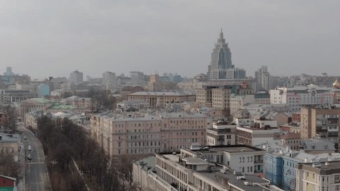 Aerial Drone View of Central Moscow Residential Area