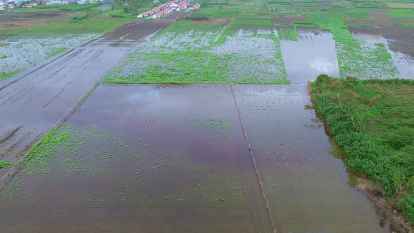 Aerial View of Flooded Farmland
