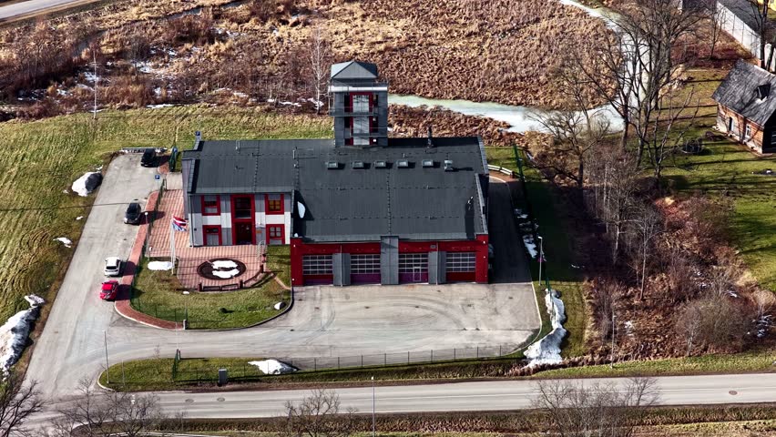 Fire department building and operations center with emergency services base