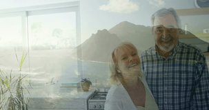 Scenic overlay shifting toward faces, senior woman leaning, senior man posing in kitchen for health. Couple, happiness, portrait, home, interior, bright, minimalist - Powered by Shutterstock - Get 15% off with code: PIKWIZARD15