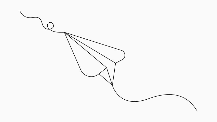 Paper airplane continuous line drawing 4k animation