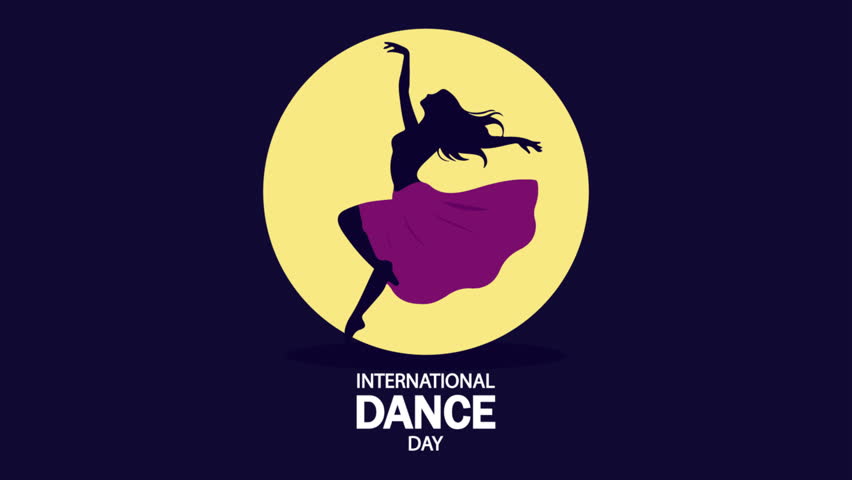 Dance International day girl, art video illustration.