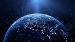 Global Connection Lines. Earth Network Data Transfer. Futuristic AI Technology, 5G, Globe Satellite Communication, Internet Connectivity, Big Data, Digital World Background Animation. Crypto Exchange - Powered by Shutterstock - Get 15% off with code: PIKWIZARD15