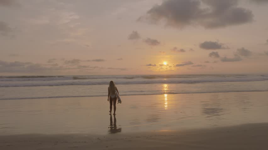 Evening Walk on a Costa Rican Beach: A Serene Sunset Scene