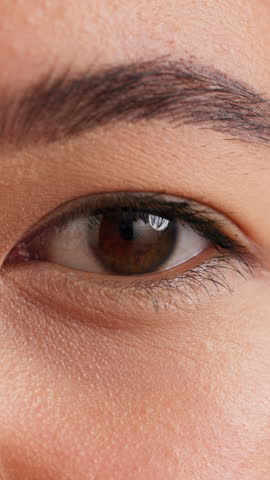 Sight, vision and eye with face of woman for optometry, healthcare and lens prescription test. Medical, ophthalmology and wellness with closeup of female person for optical, perception and iris