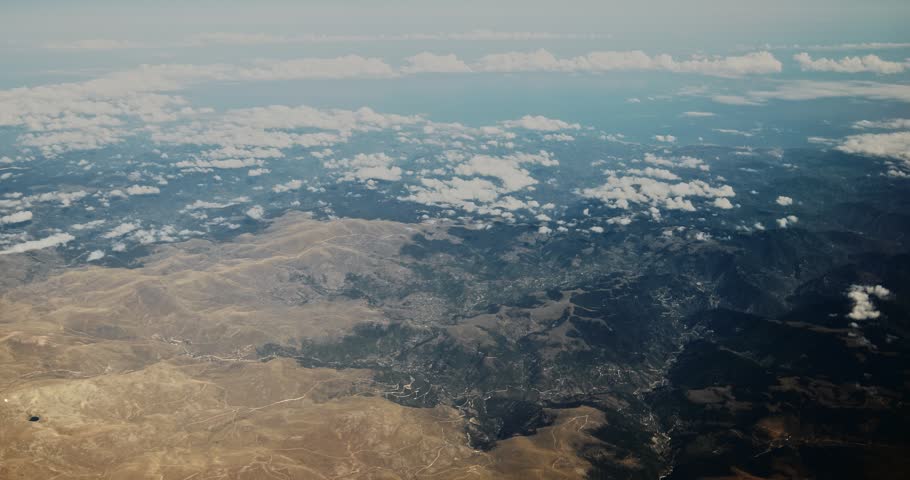 Dulgerli, Arhavi, Turkey. Dulgerli is a village in Arhavi District, Artvin Province, Turkey. Flight Aerial View lakes and desert. Video Taken From Plane Window