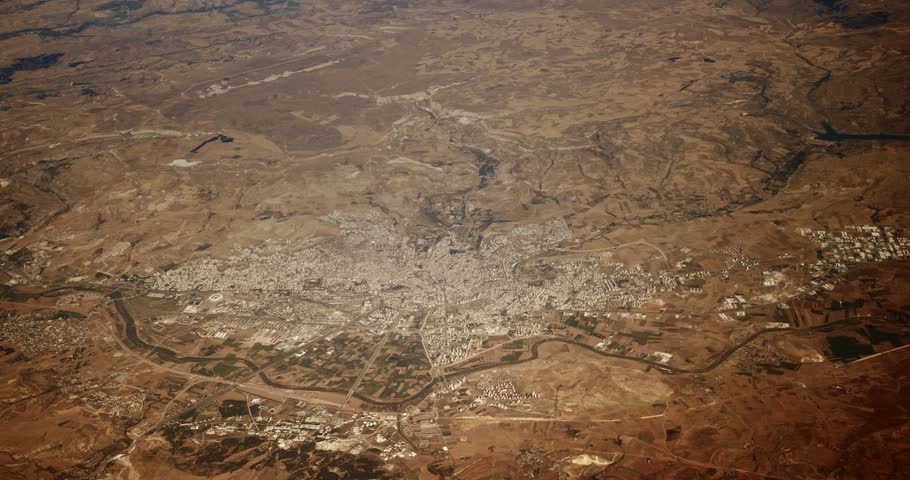 Sivas, Turkey. Flight Aerial View Sivas city in central Turkey and Sivas Nuri Demirag Airport. Video Taken From Plane Window.