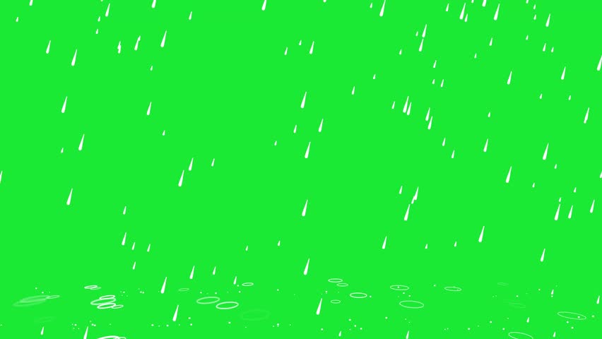 heavy rain colored white with a falling effect on green screen