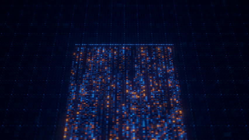 Binary Code Zeros Ones Data Flow Neural Network Visualization with Digital Nodes, Big Data AI Machine Learning Algorithm System, Digital Technology Background for Artificial Intelligence Concept