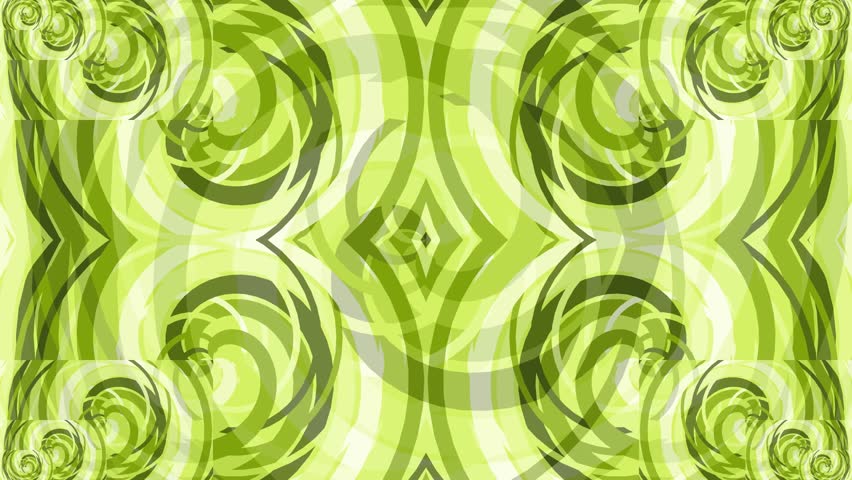 Green swirling patterns on white background