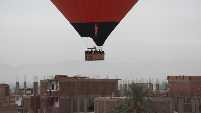 Hot air balloons flying over the Nile in Egypt