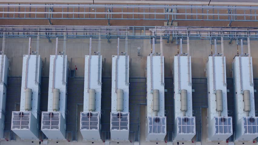 Google One data center backup generators with natural gas piping in, New Albany, Ohio, USA