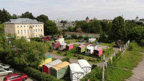 Aerial Drone View of Campsite near Kolomna