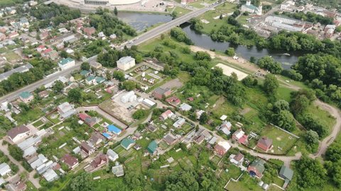 Aerial Drone View of Kolomna City Skyline