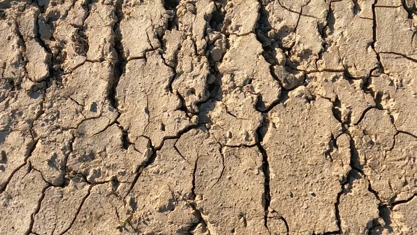 Extreme cracked earth structure due to months of severe drought.