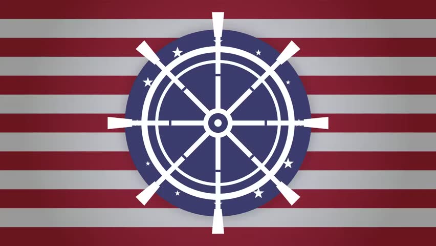 Animated Columbus Day Background, with United Stated Flag Color and Ship