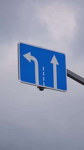Road sign with straight traffic lanes. Road signs concept.