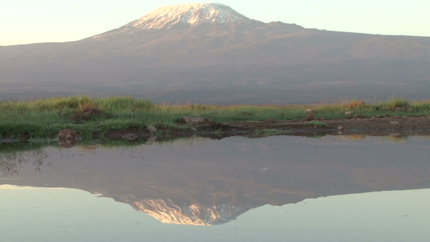 close up of reflection of mount kilimanjaro