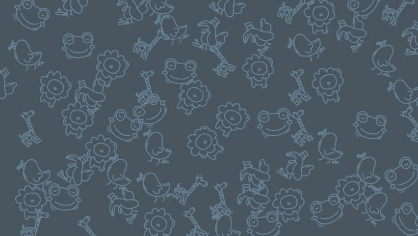 Blue frog, lion, and monkey outlines pattern, great for childrens products, wallpaper, fabric, and stationery design projects.