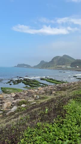 Keelung, Taiwan. February 21, 2026. A scenic viewing area with rugged terrain and vast ocean outlook. It