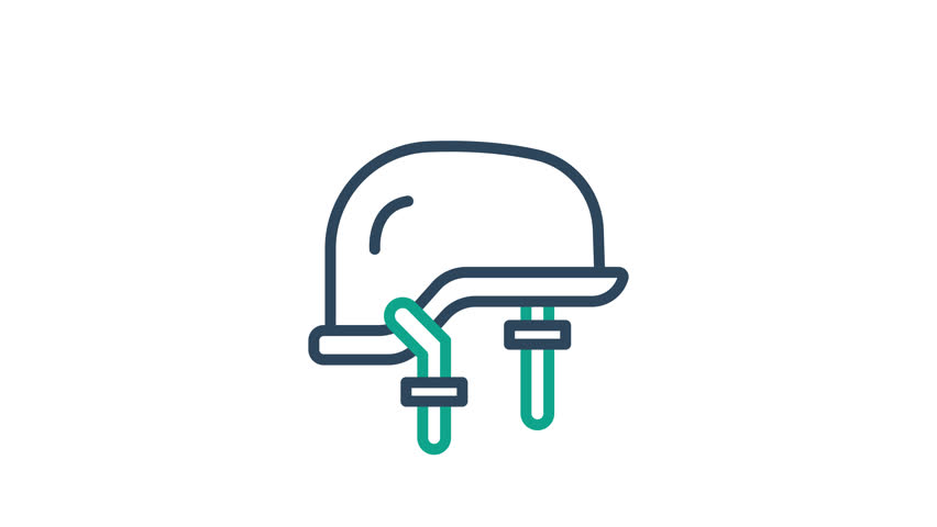 Military helmet icon animation. animation icon related to department defense. Suitable for site web, app, UI, user interfaces, provide visual feedback and more. Alpha channel. Transparent background