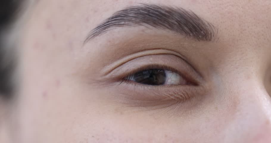 Macro view of woman with beautiful eyes