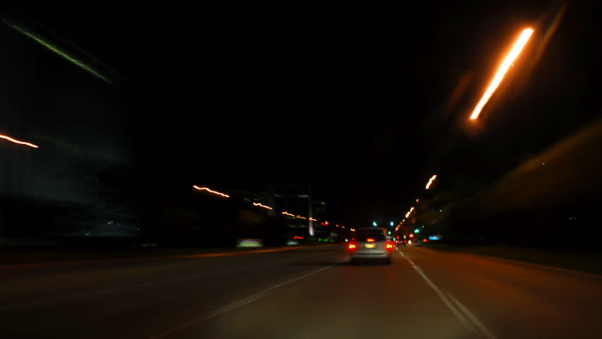 Driving on highway at night with motion blur time lapse