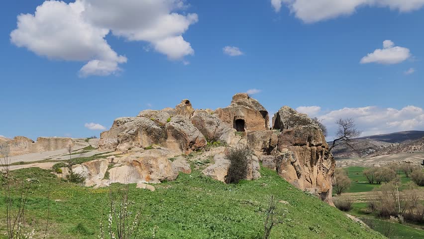 Yarim Aga Konagi, a historic hilltop mansion near Solon’s Tomb, built over Byzantine and earlier fortress remains, reflecting Ottoman-era rural settlement patterns and local heritage traditions in Kümbet village of Eskişehir, Turkey