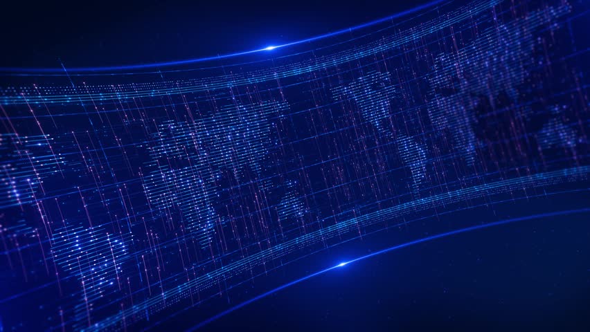 Futuristic World breaking news Studio Background for stock market news report breaking news on world live report. planet Earth map Stock market Global earth map Digital animation. TV. 3D Illustration
