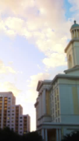 View of city at dusk