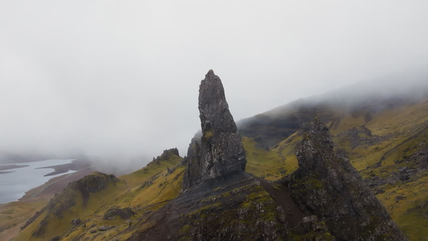 Iconic landmark is the Old Man of Storr located on the Isle of Skye in Scotland