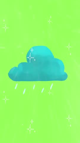 Lightning Cloud Abstract Illustration Blue cloud with sparkles and lightning bolt on gradient background