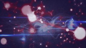 Pulse from blue bars initiating orbs and smoke ribbon drifting, stretching, connecting for looping. Spheres, neon, circuitry, particles, mist, grid, abstract - Powered by Shutterstock - Get 15% off with code: PIKWIZARD15