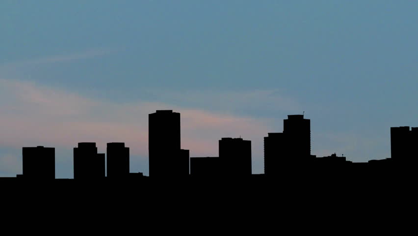 California Long Beach skyline moonrise.