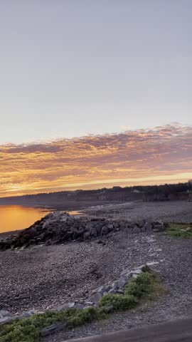 Sunrise view over the ocean in small town Nova Scotia