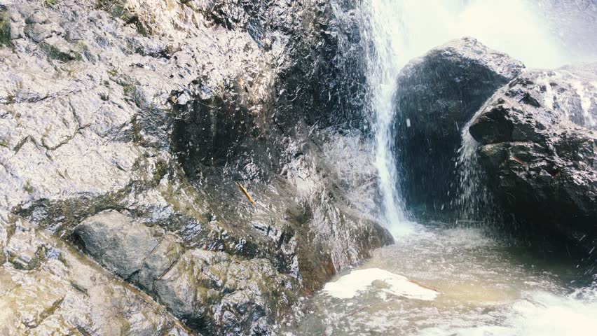 Tranquil Waterfall Cascading Over Rocks in a Scenic Natural Landscape