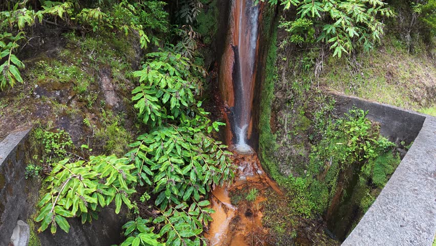 Hot waterfall of Ribeira, Furnas, Sao Miguel Island, Azores, Portugal