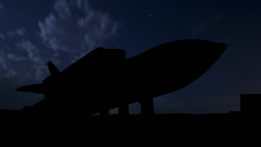 Space shuttle in U.S. Space and Rocket Centre in Alabama during the night storm.
	
