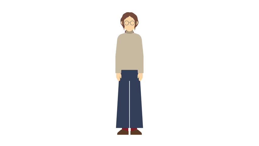Flat illustration animation: Woman bowing
