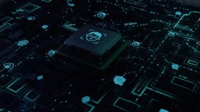 Facial Recognition Chip Processing AI Data Network Flow Circuit Board Digital Interface 4K Footage Video - Powered by Shutterstock - Get 15% off with code: PIKWIZARD15