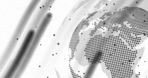 Play initiating halftone globe rotating inward, emitting data points and highlighting code for tech. Dots, sphere, monochrome, abstract, visualization, grid, pattern - Powered by Shutterstock - Get 15% off with code: PIKWIZARD15