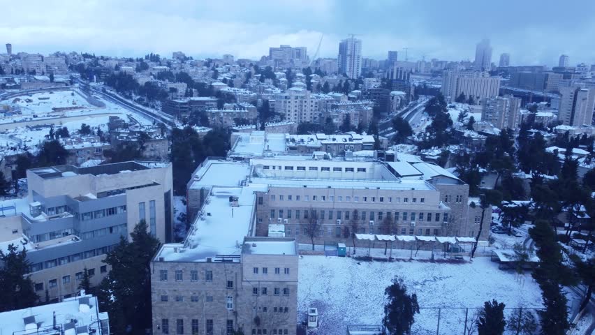 Jerusalem Israel in Snow Quiet Winter Morning Scene