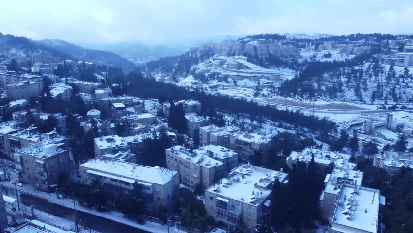 Jerusalem Cityscape Under Snow Unique Winter in Israel