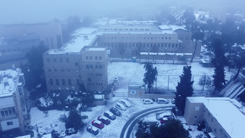 Snowy Streets of Jerusalem Israel Cold Weather Scene