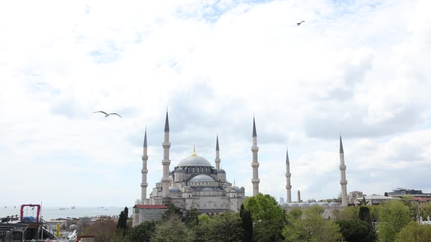 Blue Mosque (Sultanahmet Camii) in Istanbul, Turkey. Blue Mosque with seagulls.