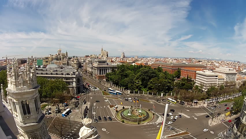 Spain. Madrid. Plaza Cibeles. View from the top of Palacio Comunicaciones