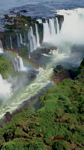 Iguazu Falls In Misiones Argentina. Waterfall Water. Flowing Cascade. Misiones Argentina. Amazing Landscape. Iguazu Falls In Misiones Argentina.
