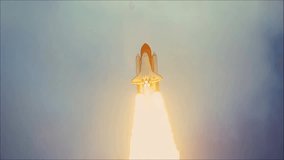 Powerful Space Shuttle Rocket Launch into Space from Launch Pad, with Intense Flame and Smoke Trail - Powered by Shutterstock - Get 15% off with code: PIKWIZARD15