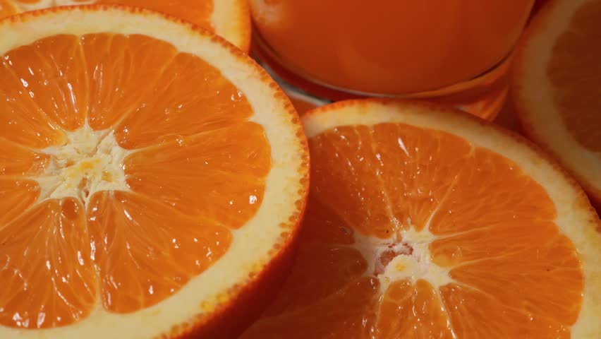 Close-up of a sliced ​​orange.	
